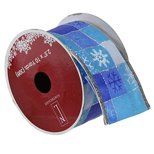 Northlight 2.5 x 120 YardsSnowflake Wired Christmas Craft Ribbons - Blue and Silver - Home/Seasonal/Holiday/Holiday Decor/Wrapping Paper &
