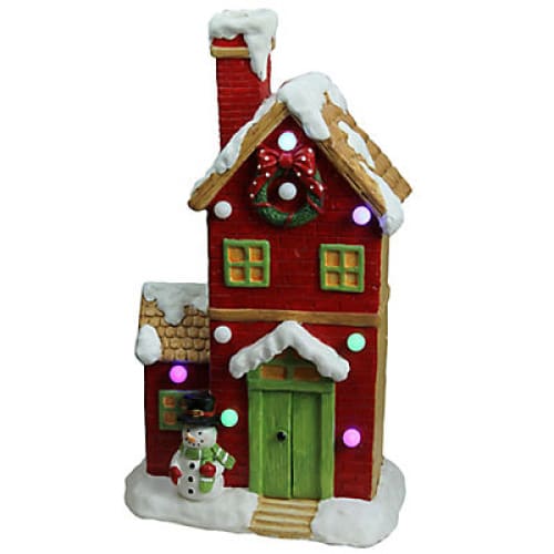 Northlight 21 Pre-Lit Led Snow Covered House Tabletop Decor - Red and White - Home/Seasonal/Holiday/Holiday Decor/Christmas Decor/ -
