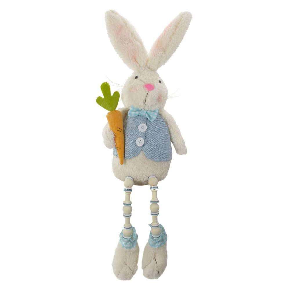 Northlight 22 Blue and White Boy Bunny Rabbit with Dangling Bead Legs Spring Figure - Home/Seasonal/Easter/Easter Decor/ - Northlight