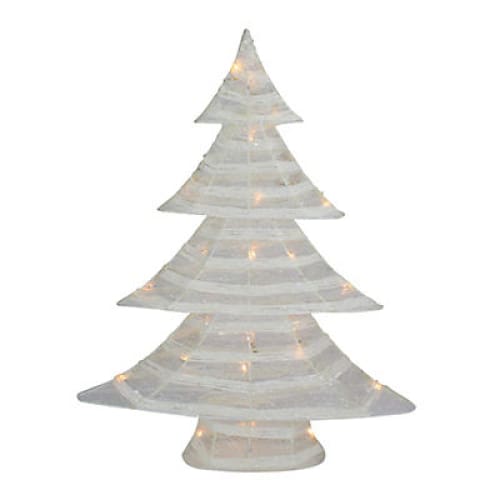 Northlight 24.5 Battery Operated Glittered LED Christmas Tree Tabletop Decor - White and Silver - Home/Seasonal/Holiday/Holiday