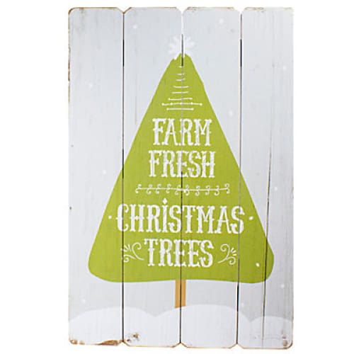 Northlight 24 Farm Fresh Christmas Trees Wooden Hanging Wall Sign - Gray and Green - Home/Seasonal/Holiday/Holiday Decor/Christmas Decor/ -