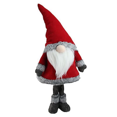 Northlight 28 Standing Christmas Santa Claus Gnome with Gray Faux Fur Trim - Red - Home/Seasonal/Holiday/Holiday Decor/Christmas Decor/ -