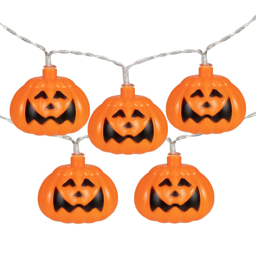 Northlight 3’ LED Jack-O-Lantern Halloween Light Set - Warm White Lights 10 ct. - Home/Seasonal/Halloween & Harvest/Halloween Decor/ -