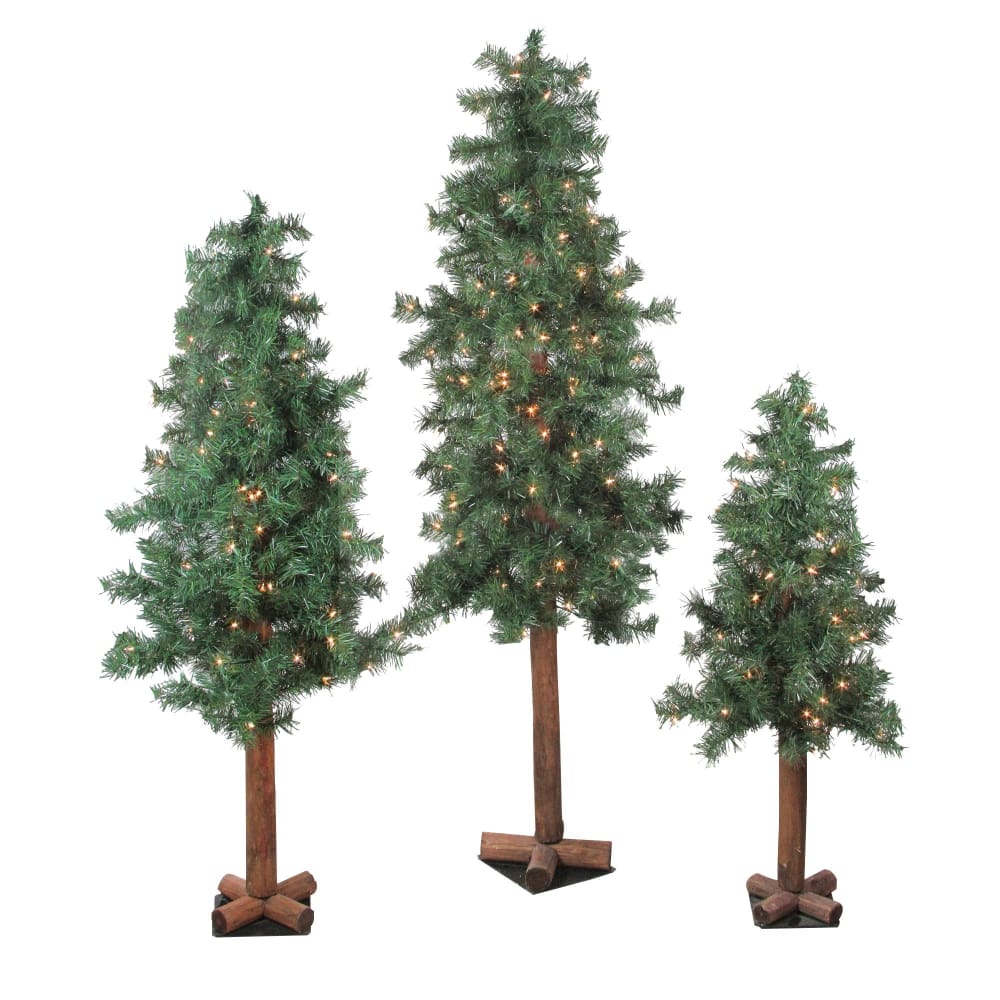 Northlight 3-Pc. Pre-Lit Woodland Alpine Artificial Christmas Trees - Clear Lights - Home/Seasonal/Holiday Home/Holiday Home Decor/Christmas