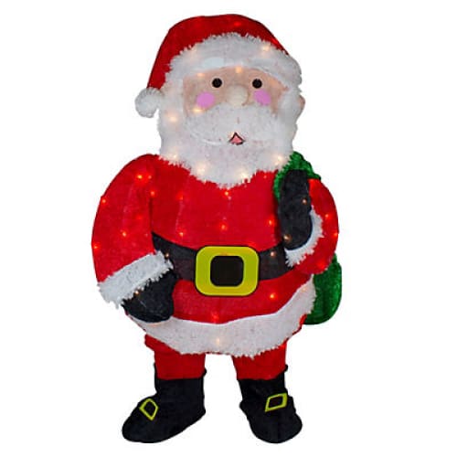 Northlight 32 Lighted Chenille Santa with Gifts Outdoor Christmas Decoration - Home/Seasonal/Holiday/Holiday Decor/Christmas Decor/ -