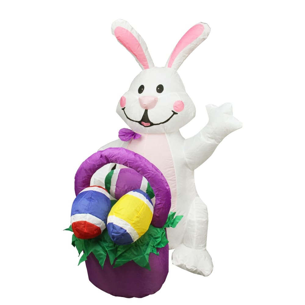 Northlight 4’ Inflatable Lighted Easter Bunny with Basket Outdoor Decoration - Northlight