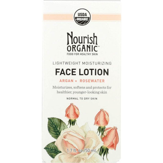 NOURISH ORGANIC Nourish Organic Lightweight Moisturizing Face Lotion Argan + Rosewater, 1.7 Oz