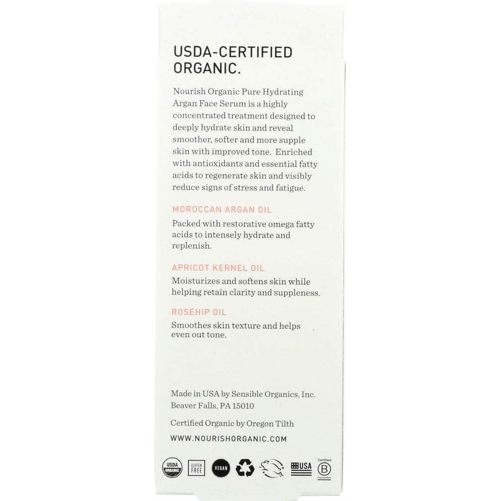 NOURISH ORGANIC Nourish Organic Pure Hydrating Argan Face Serum Apricot + Rosehip, 0.7 Oz
