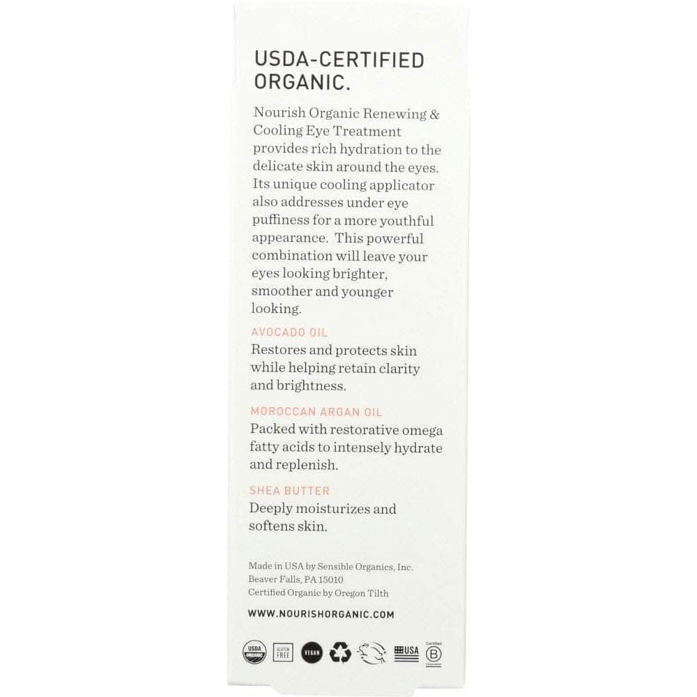 NOURISH ORGANIC Nourish Organic Renewing + Cooling Eye Treatment, Avocado + Argan Oil, 0.5 Oz