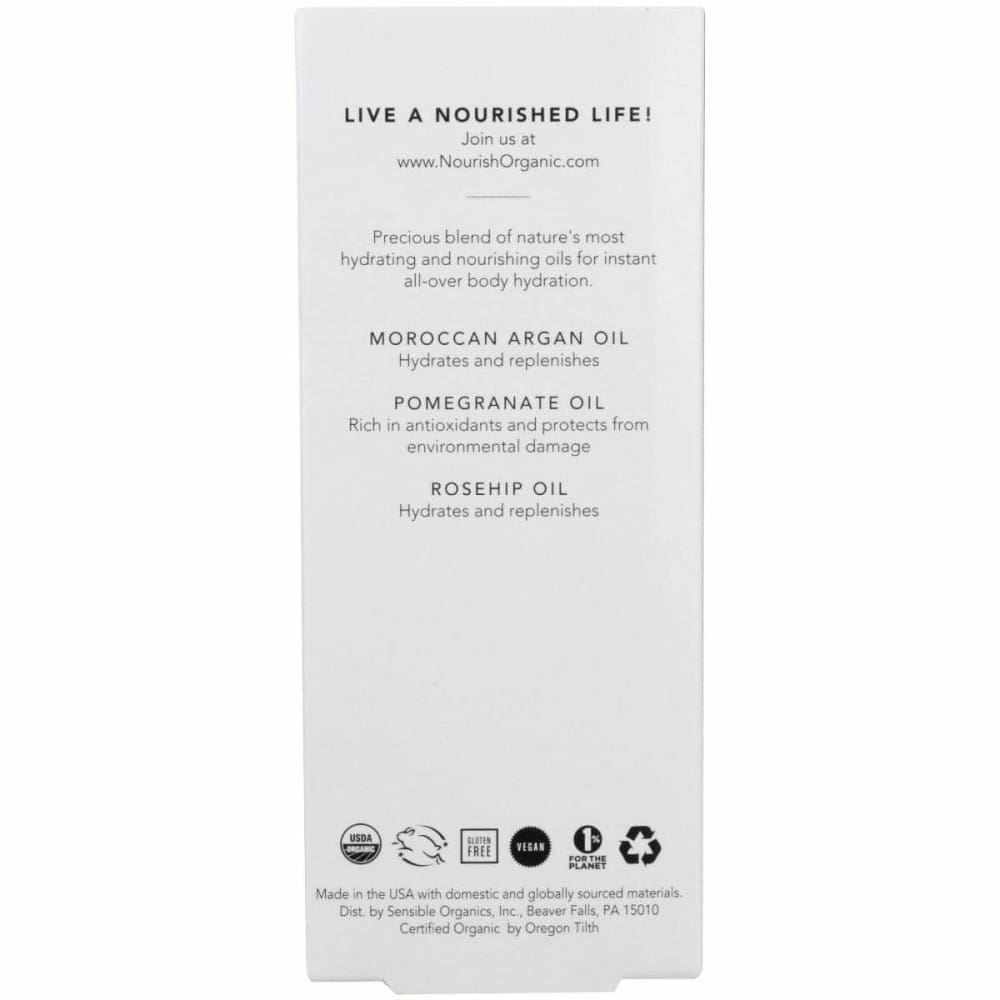 NOURISH ORGANIC Nourish Organic Replenishing Argan Oil With Pomegranate And Rosehip, 3.4 Oz