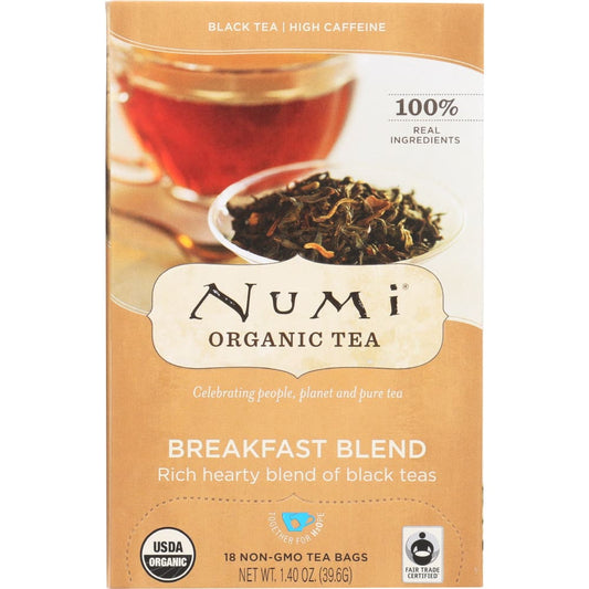 NUMI TEAS: Organic Black Tea Breakfast Blend 18 bg (Pack of 4) - Grocery > Beverages > Coffee Tea & Hot Cocoa - NUMI
