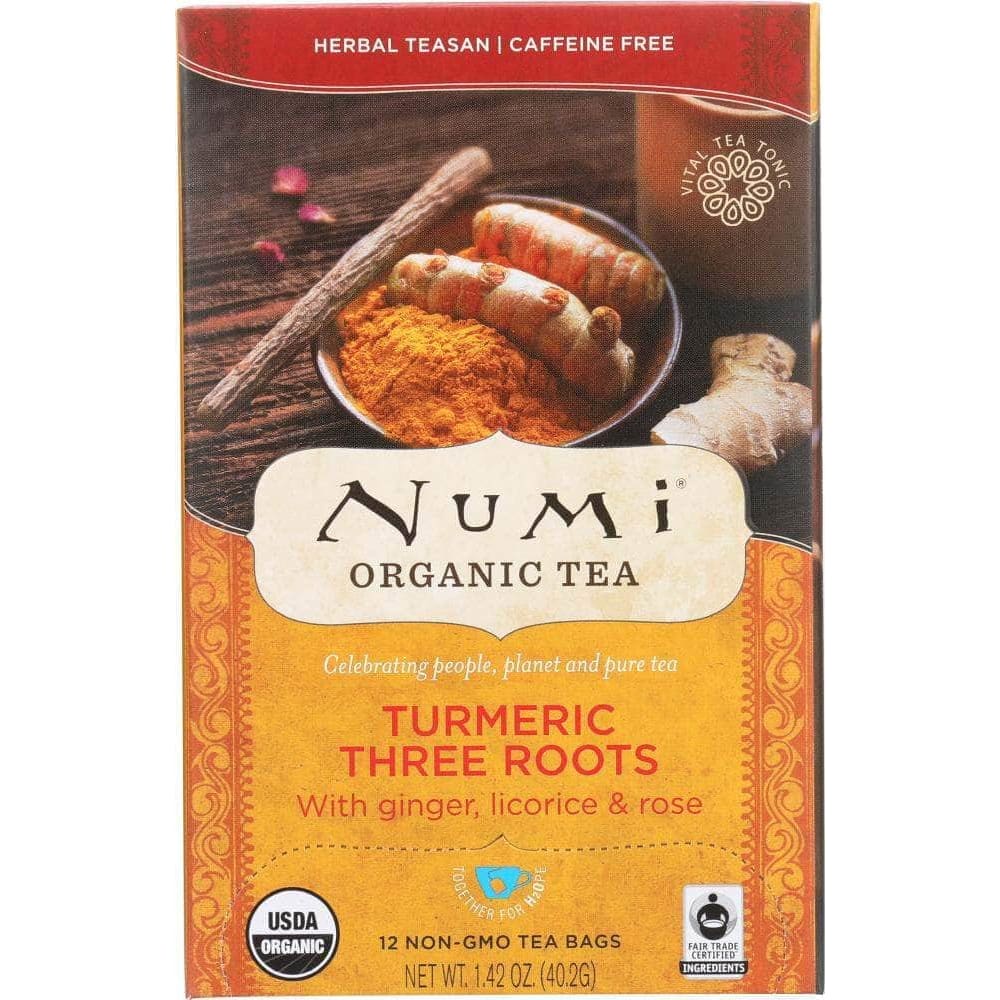 Numi Numi Teas Organic Turmeric Tea Three Roots, 12 Tea Bags