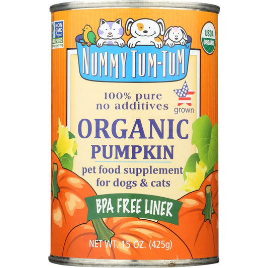 NUMMY TUM TUM: Pure Pumpkin 100 Percent Organic Dog and Cat Food 15 oz (Pack of 5) - Pet > Dog > Dog Food - NUMMY TUM TUM