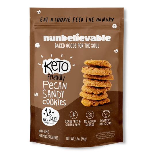 NUNBELIEVABLE Grocery > Snacks > Cookies > Cookies NUNBELIEVABLE Cookies Pecan Sandy Keto, 3.4 oz