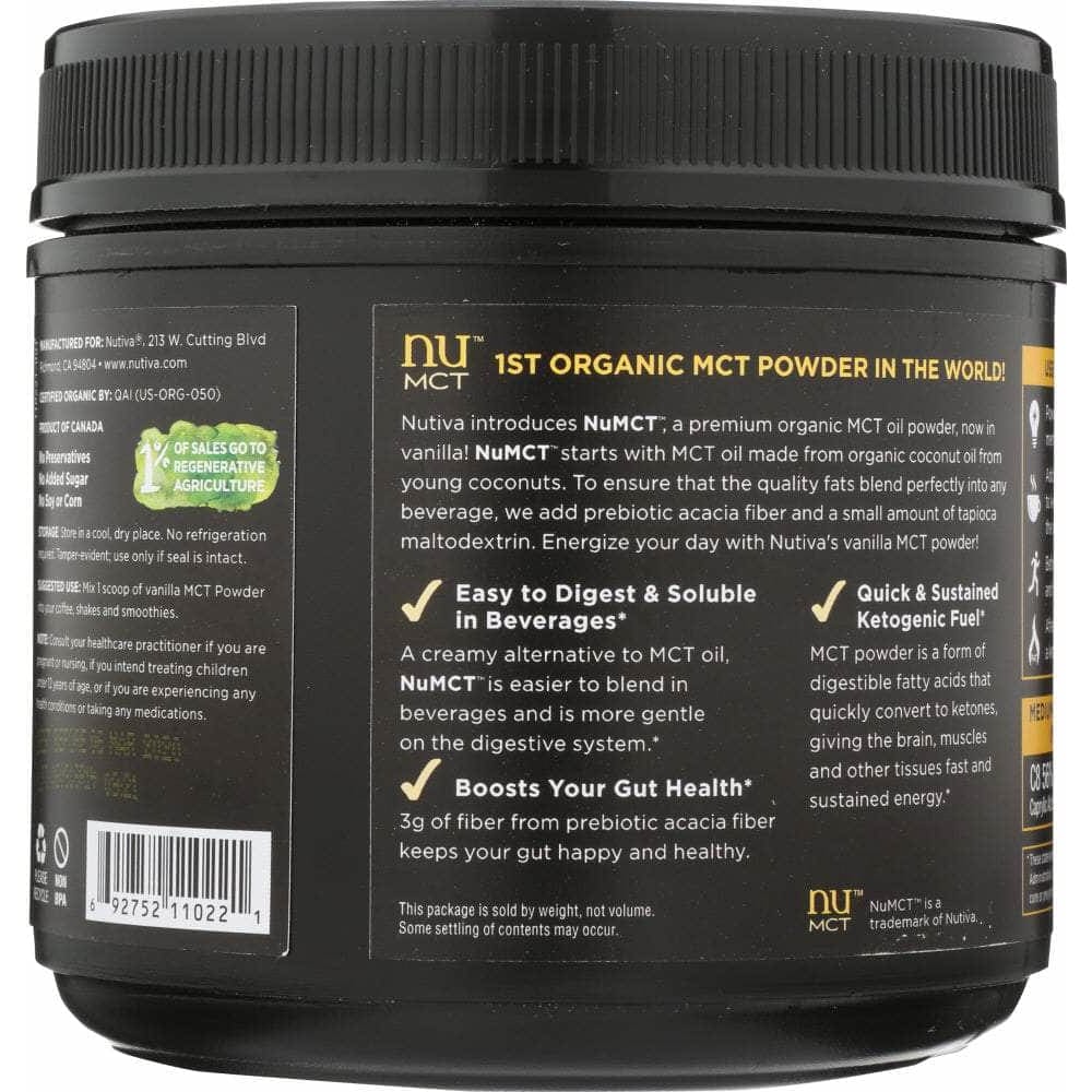 NUTIVA Nutiva Powder Mct Vanilla, 10.6 Oz