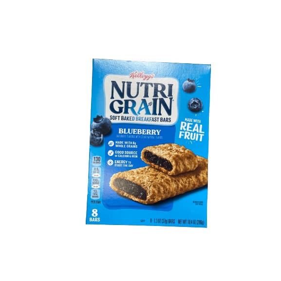 Kellogg's Nutri-Grain Nutri-Grain Soft Baked Breakfast Bars, Blueberry, 8 Ct, 10.4 Oz, Box