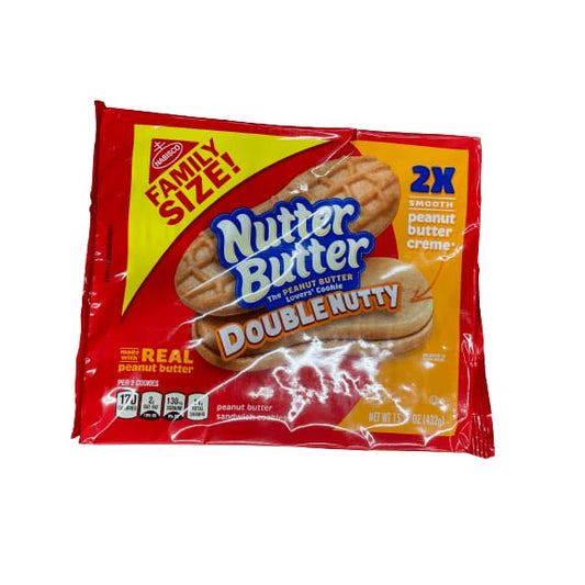 Nutter Butter Nutter Butter Double Nutty Peanut Butter Sandwich Cookies, Family Size, 15.27 oz