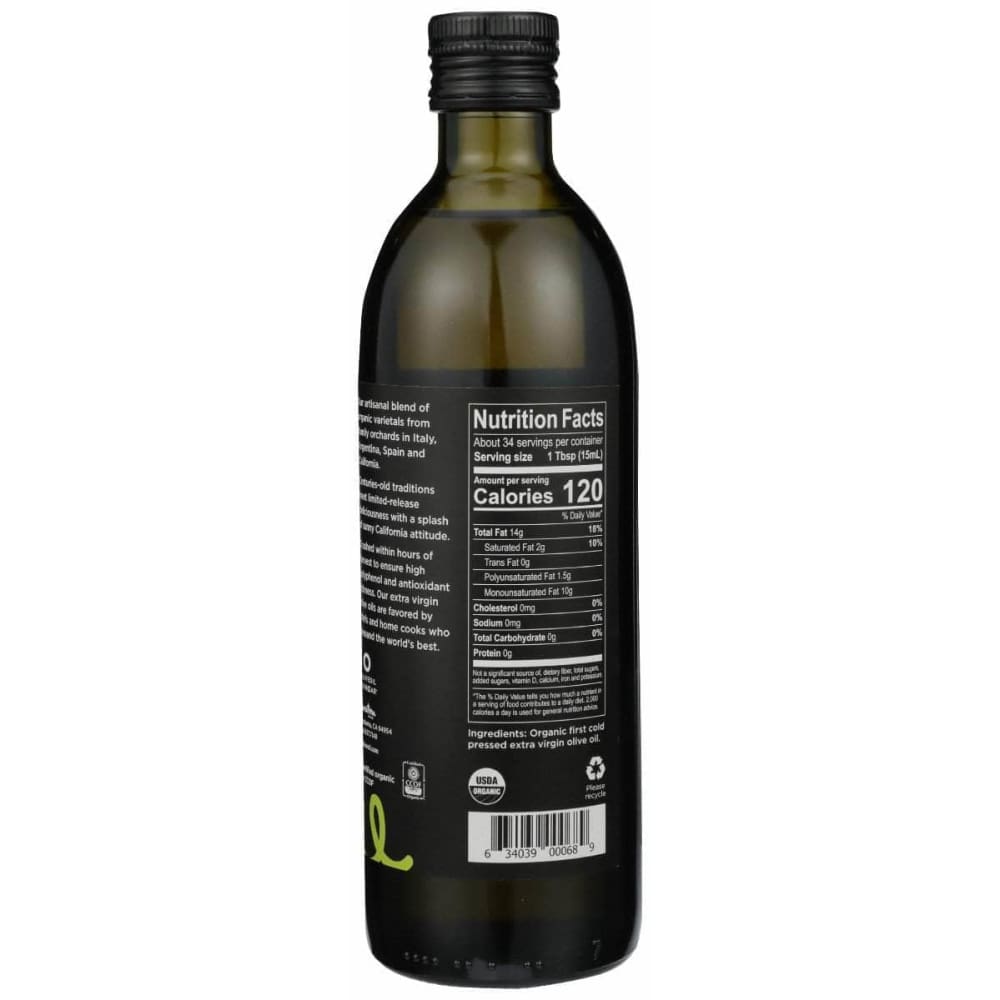 O O Oil Olive Extra Virgin California Organic, 500 ml