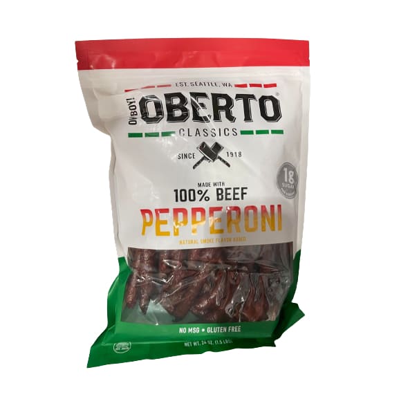 Oberto Classics 100 Beef Pepperoni, Natural Smoke Flavor, 24 oz