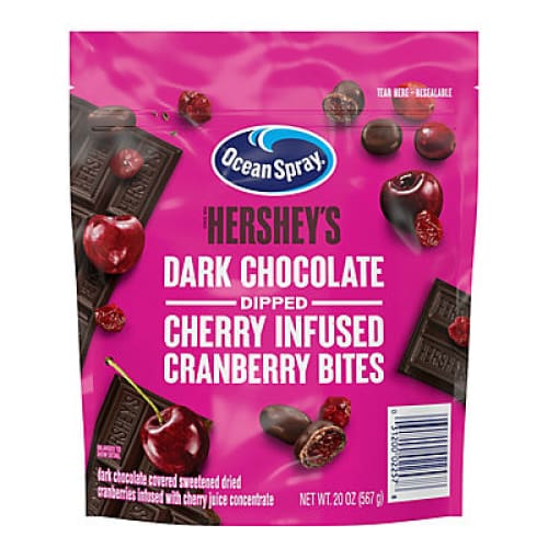 Ocean Spray Hershey’s Dark Chocolate Dipped Cherry Infused Cranberries 20 oz. - Home/Grocery/Snacks/Fruit Snacks Nuts & Seeds/ - Ocean Spray