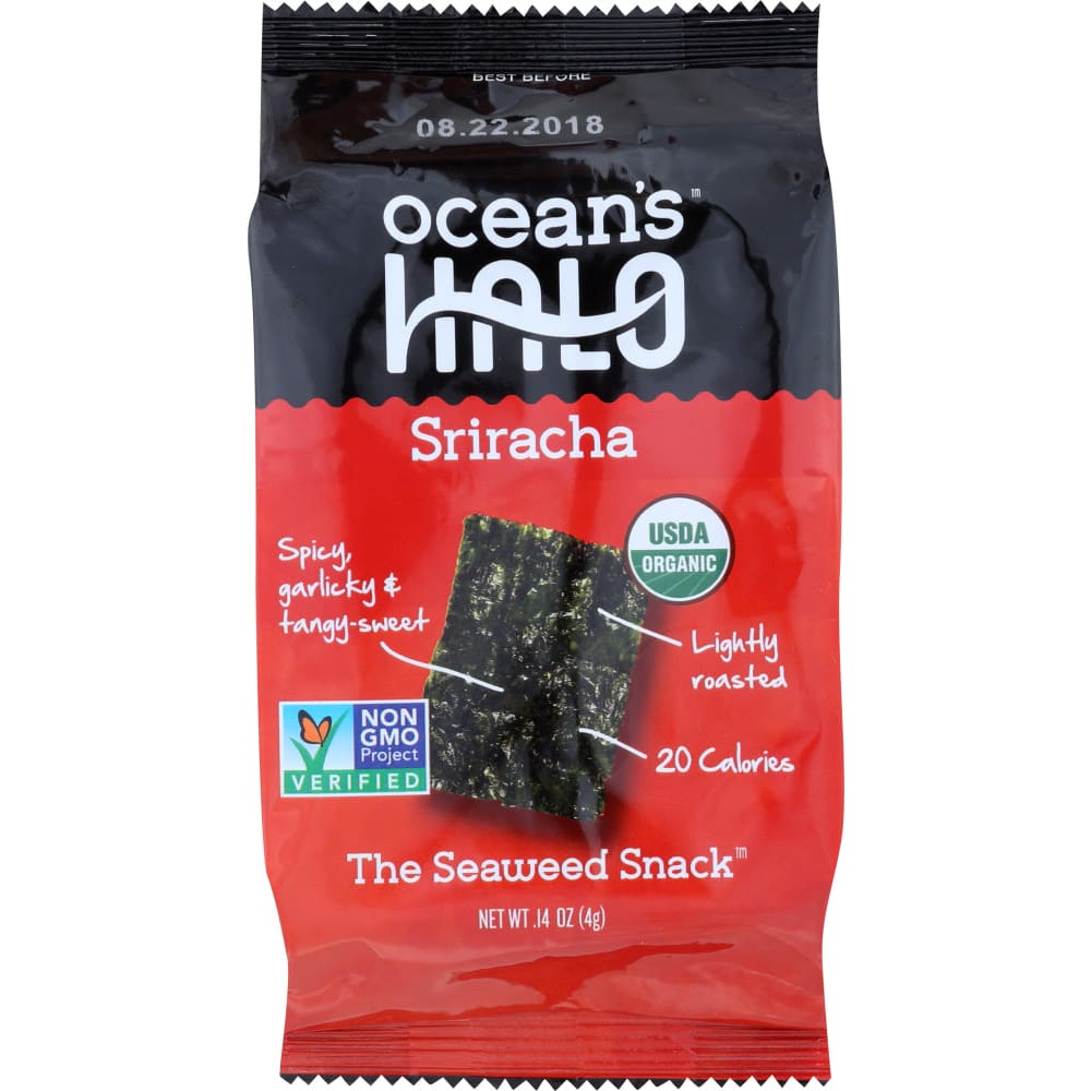 OCEANS HALO: Seaweed Snack Pack Sriracha 0.14 oz (Pack of 6) - Seaweed Dried - OCEANS HALO