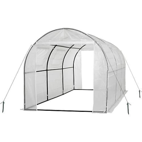 Ogrow 2-Door Walk-in Tunnel Greenhouse with Ventilation Windows - Green - Home/Lawn & Garden/Greenhouses/ - Ogrow