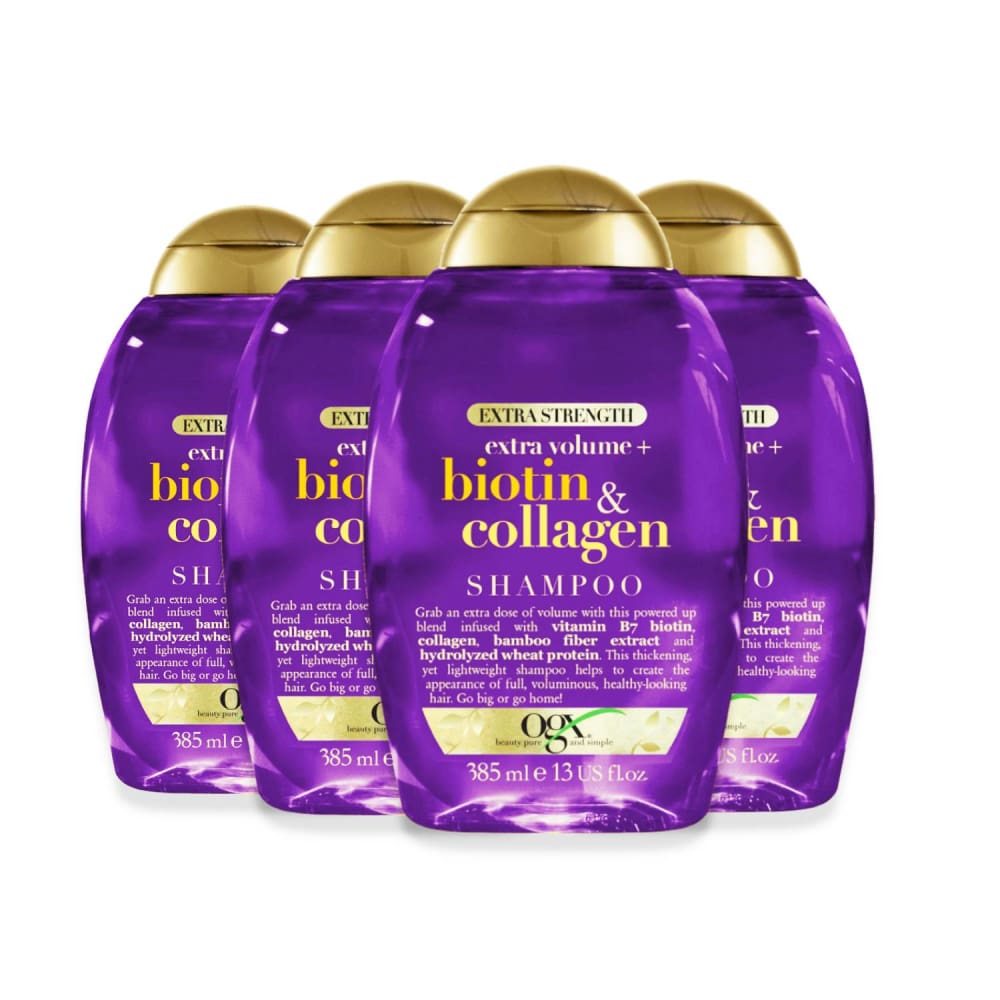 OGX Biotin & Collagen Extra Strength Volumizing Shampoo for Fine Hair - 13 fl oz - 4 Pack - Shampoo - OGX