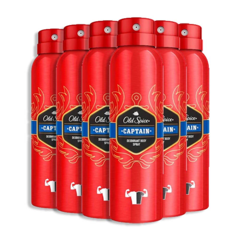 Old Spice Deodorant Body Spray Captain- 5 Fl oz - 6 Pack - Deodorant & Anti-Perspirant - Old Spice