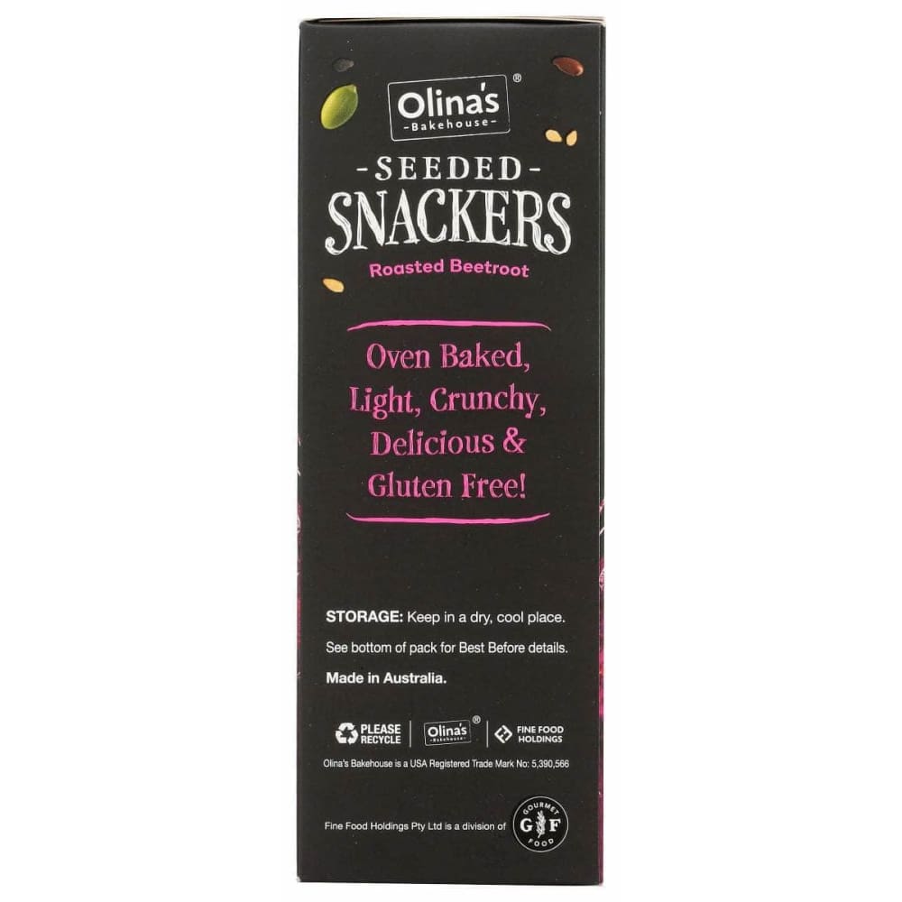 OLINAS BAKEHOUSE Grocery > Snacks > Crackers > Crackers Rice & Alternative Grain OLINAS BAKEHOUSE: Crackers Seed Rst Beetroo, 4.9 oz