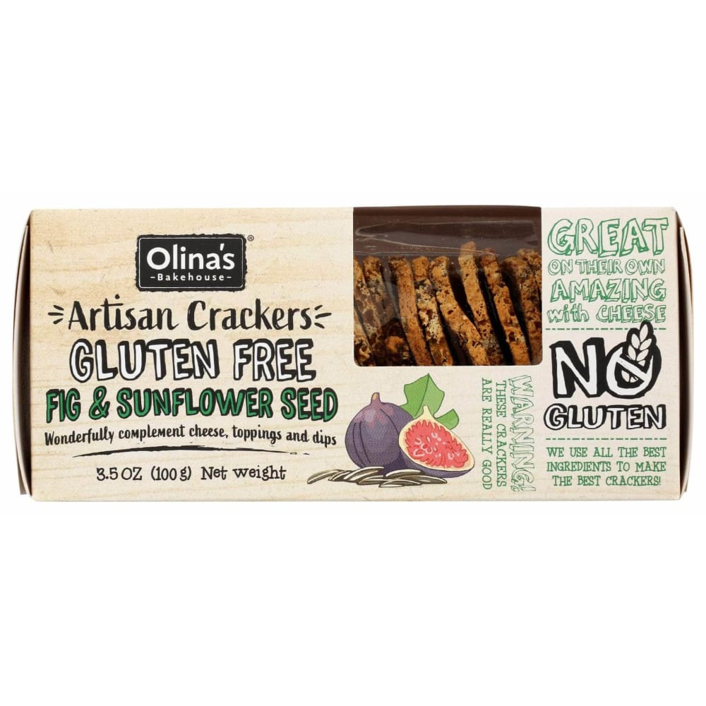 OLINAS BAKEHOUSE Grocery > Snacks > Crackers OLINAS BAKEHOUSE Gluten Free Fig & Sunflower Seed Artisan Crackers, 3.5 oz