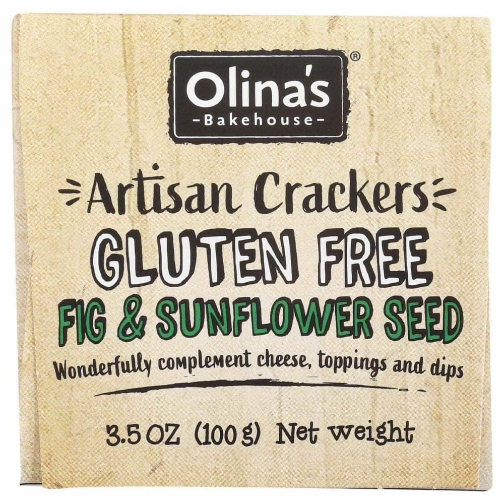 OLINAS BAKEHOUSE Grocery > Snacks > Crackers OLINAS BAKEHOUSE Gluten Free Fig & Sunflower Seed Artisan Crackers, 3.5 oz