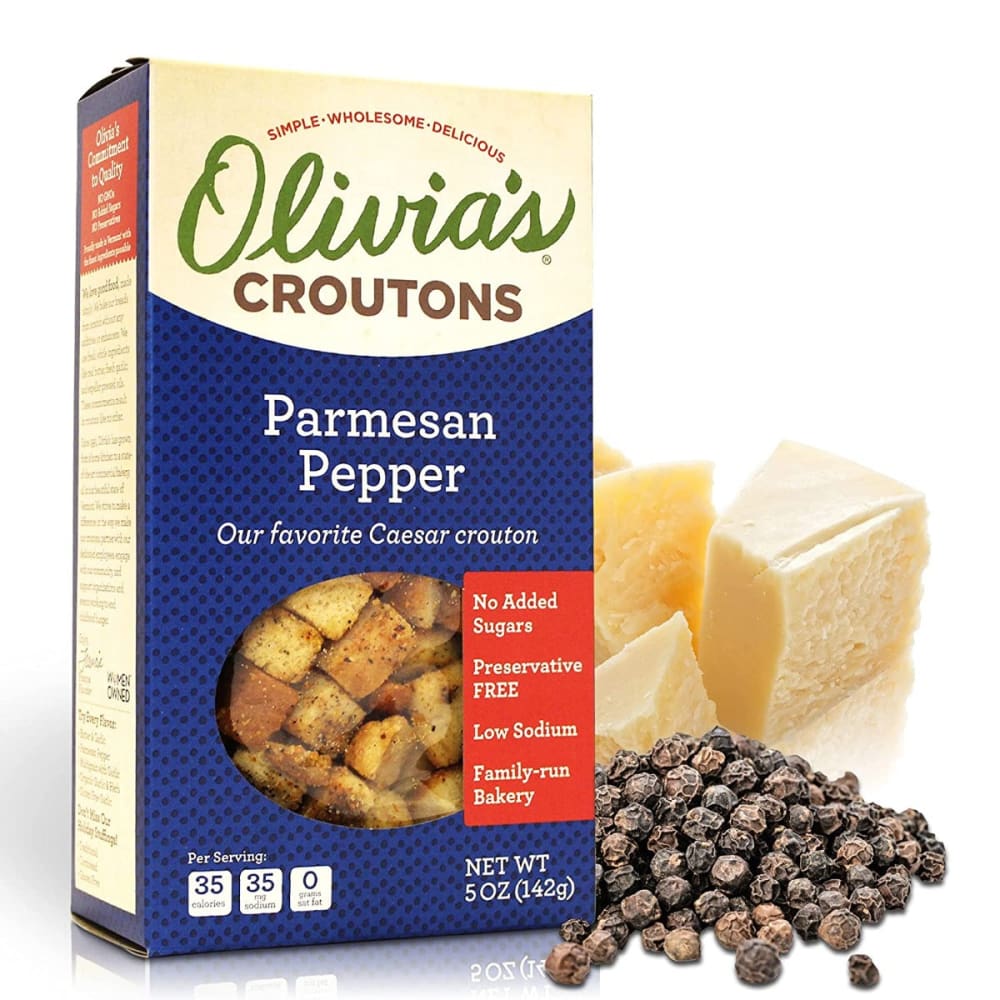 OLIVIAS CROUTONS: Parmesan Pepper 5 oz (Pack of 5) - Bread - Olivias Croutons