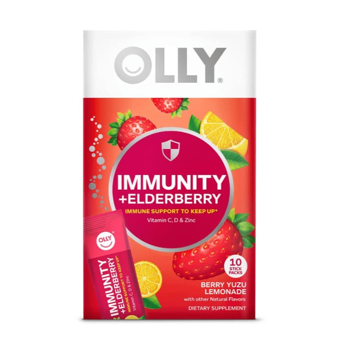 OLLY Grocery > Beverages > Energy Drinks OLLY: Immunity Plus Elderberry Berry Yuzu Lemonade Powder Pack, 10 ea