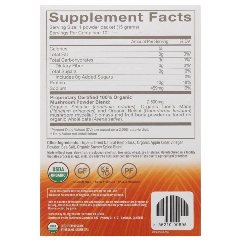 OM MUSHROOM SUPERFOOD Om Mushrooms Beef Bone Broth Organic Mushroom Mighty Broth, 5.29 Oz