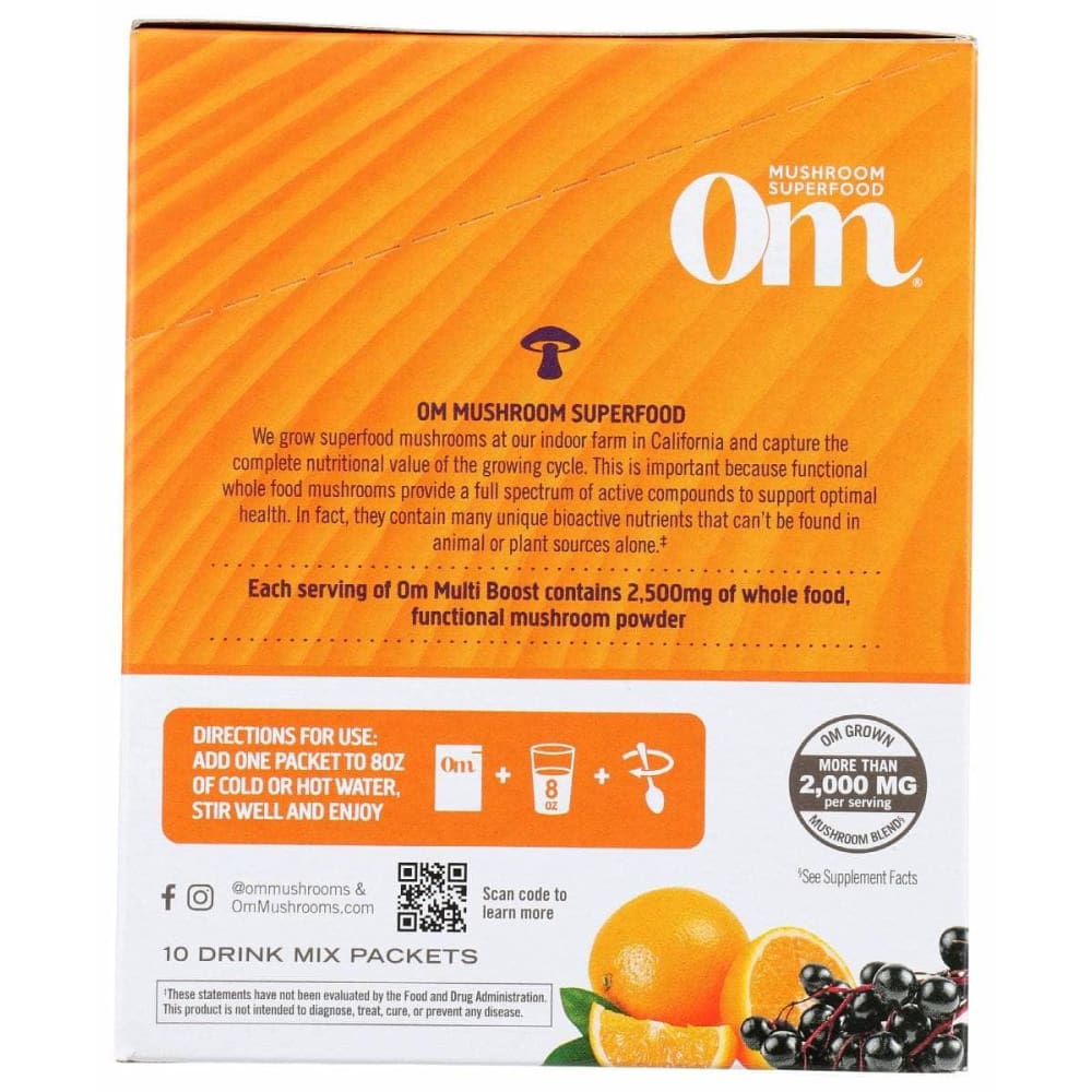 OM MUSHROOMS Grocery > Beverages > Energy Drinks OM MUSHROOMS: Immune Multi Boost Orange and Elderberry, 10 pk