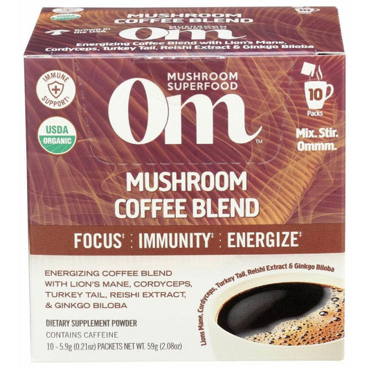 OM MUSHROOM SUPERFOOD Om Mushrooms Mushroom Coffee Blend 10Packets, 2.82 Oz