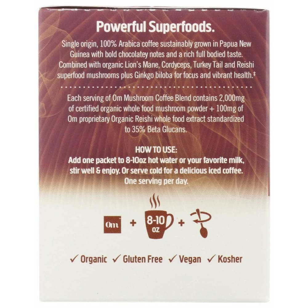 OM MUSHROOM SUPERFOOD Om Mushrooms Mushroom Coffee Blend 10Packets, 2.82 Oz