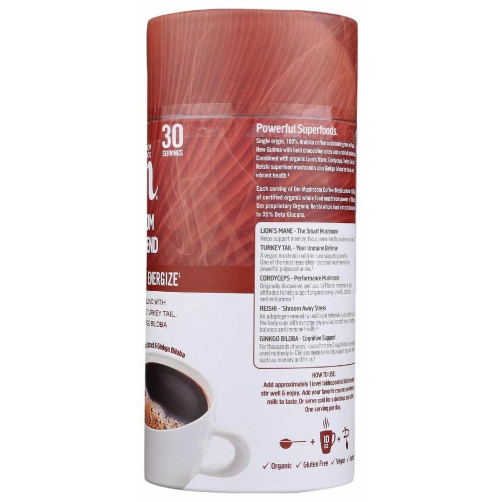 OM MUSHROOMS Grocery > Beverages > Coffee, Tea & Hot Cocoa OM MUSHROOMS: Mushroom Coffee Blend, 177 gm