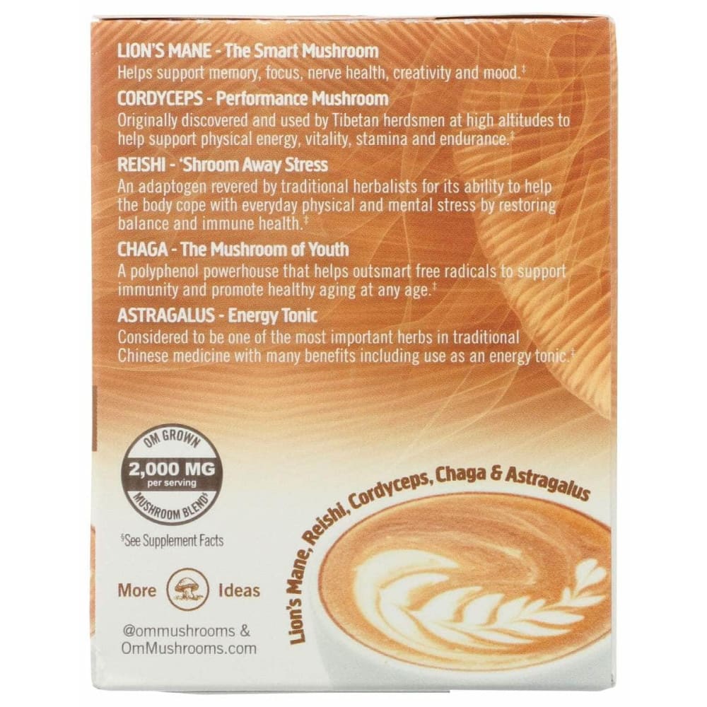OM MUSHROOMS Om Mushrooms Mushroom Coffee Latte 10 Packets, 2.82 Oz