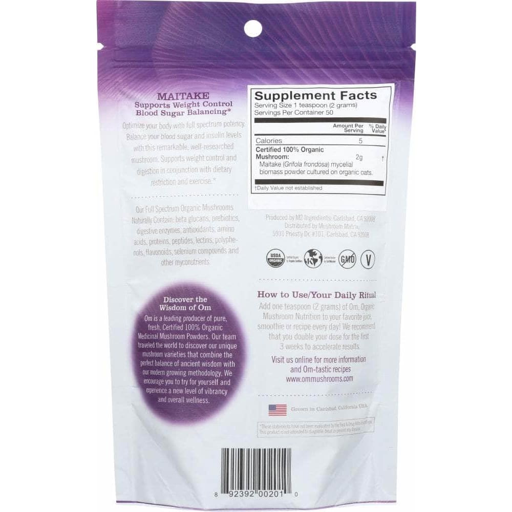 Om Organic Mushroom Nutrition Maitake Mushroom, 100 Gm ShelHealth