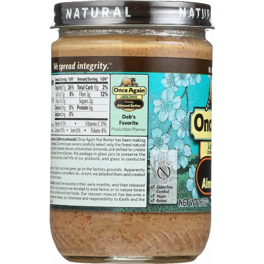 Once Again Once Again Nut Creamy Butter Almond Lightly Toasted, 16 oz