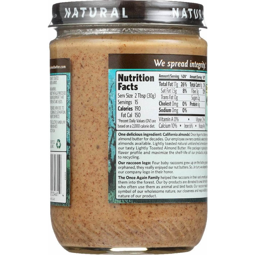 Once Again Once Again Nut Creamy Butter Almond Lightly Toasted, 16 oz