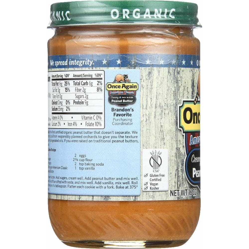 Once Again Once Again Peanut Butter Organic American Classic Creamy, 16 Oz