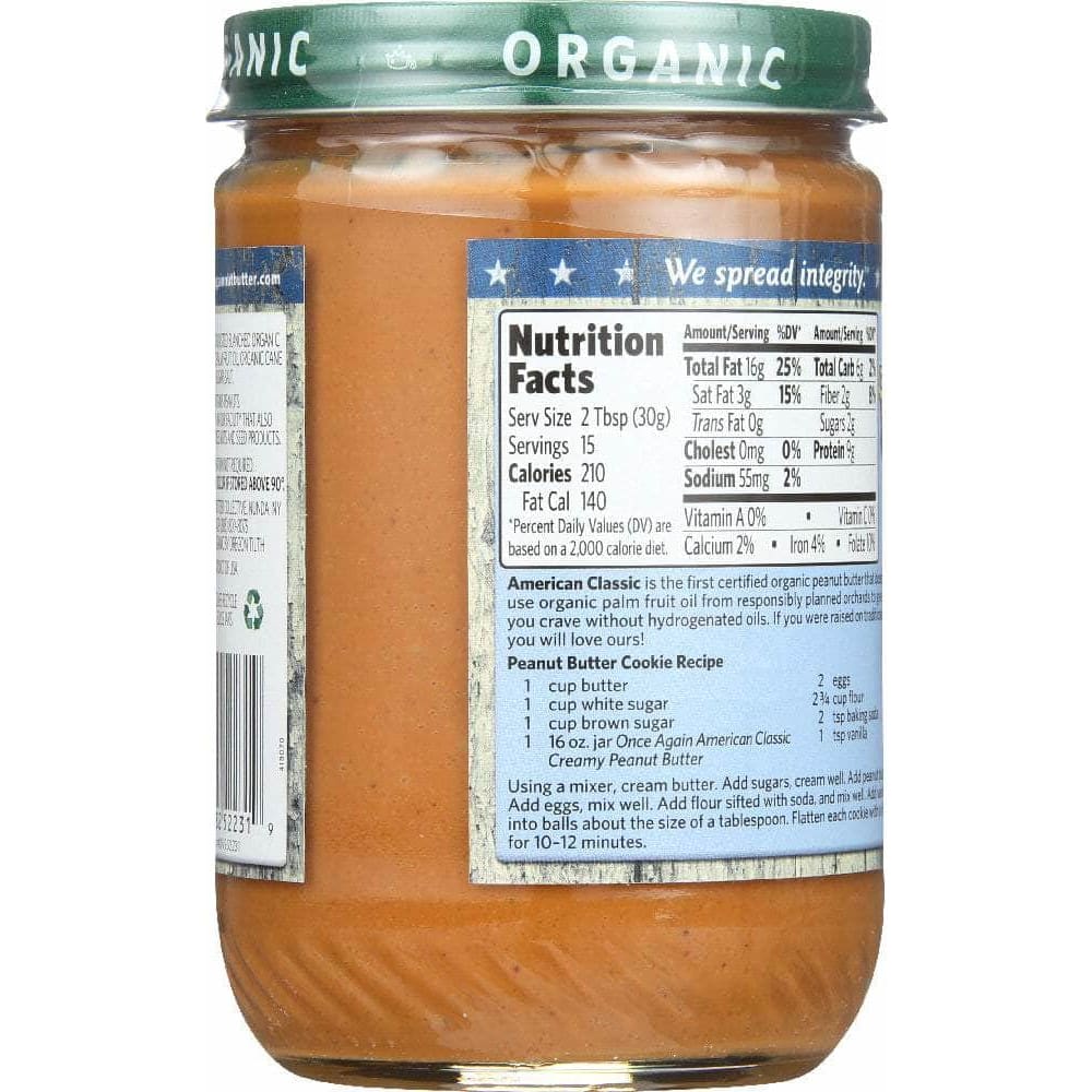 Once Again Once Again Peanut Butter Organic American Classic Creamy, 16 Oz