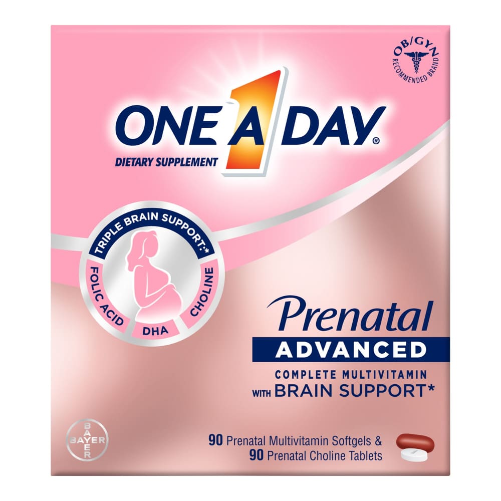 One A Day Prenatal Advanced Multivitamin with Choline DHA Folic Acid and Iron 90+90 ct. - One