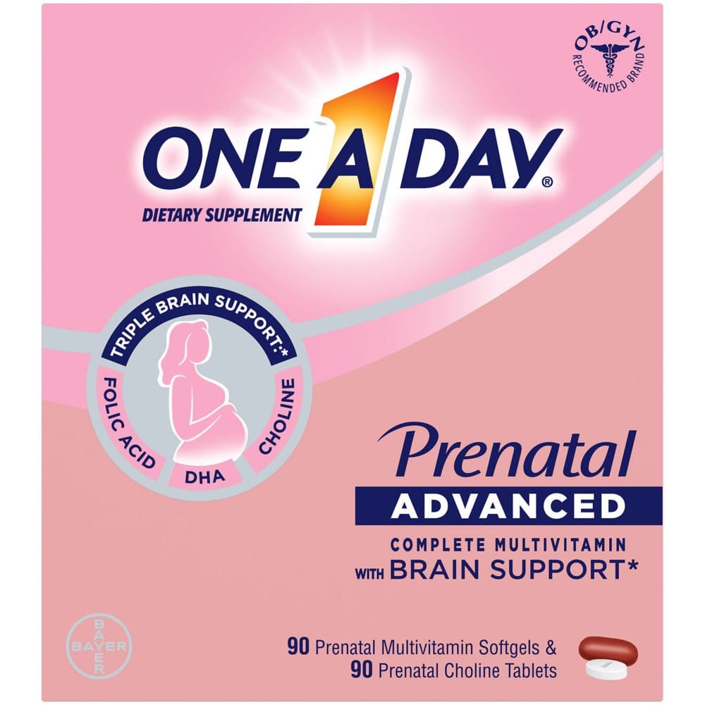 One A Day Women’s Prenatal Advanced Mulitvitamins Softgels & Prenatal Choline Tablets (2 pk.; 90 ct.) - Women’s Health - ShelHealth