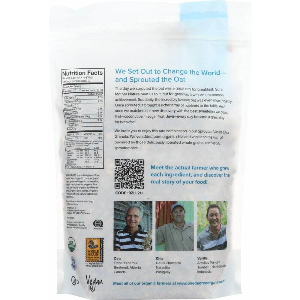 One Degree One Degree Sprouted Oat Granola Vanilla Chia, 11 oz