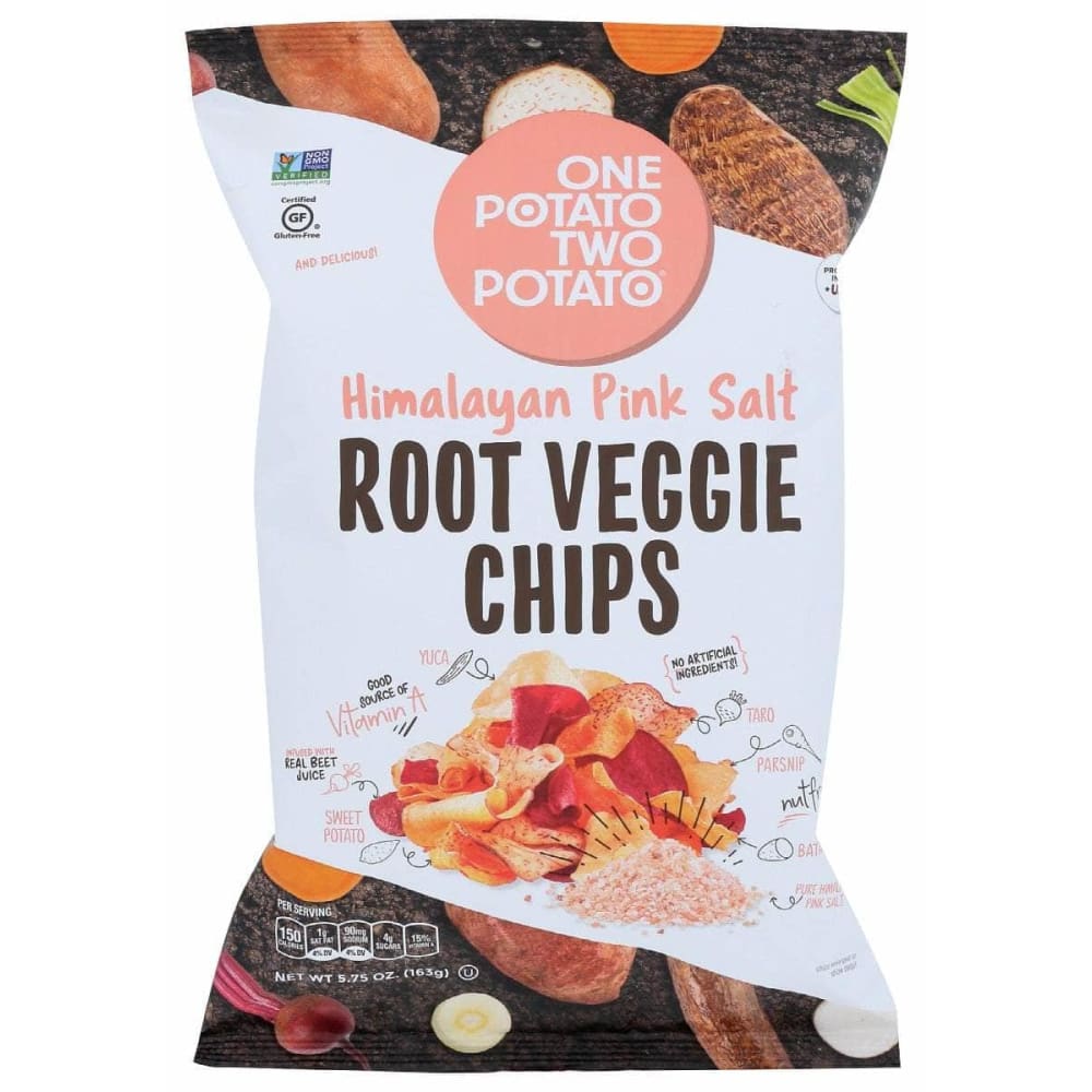 ONE POTATO TWO POTATO Grocery > Snacks > Chips > Vegetable & Fruit Chips ONE POTATO TWO POTATO: Chip Root Veg Himlyn Pnk Slt, 5.75 oz