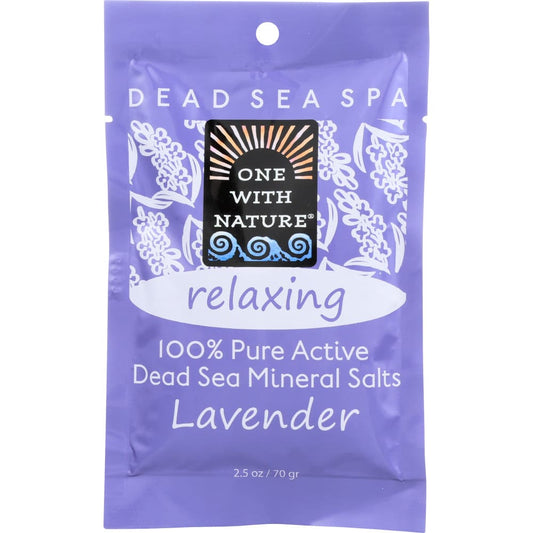 ONE WITH NATURE: 100% Pure Active Dead Sea Minerals Salts Relaxing Lavender 2.5 oz (Pack of 6) - Beauty & Body Care > Skin Care - ONE