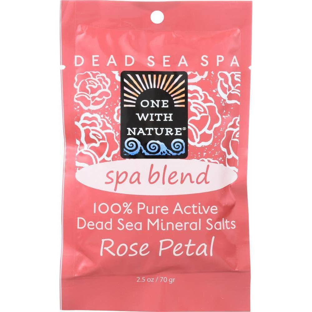 Dead Sea Spa One With Nature 100% Pure Active Dead Sea Minerals Salts Spa Blend Rose Petal, 2.5 oz